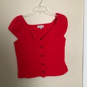 orange-red madewell capsleeve summer top